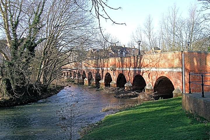 River bridge at entrance to Leatherhead