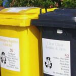 Row of recycling bins